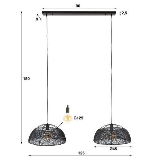 Twig 2-lichts hanglamp industrieel