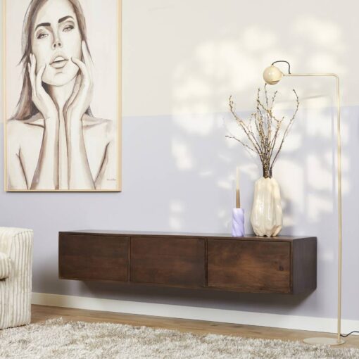 Zwevend Tv meubel Melanie Walnoot 160cm