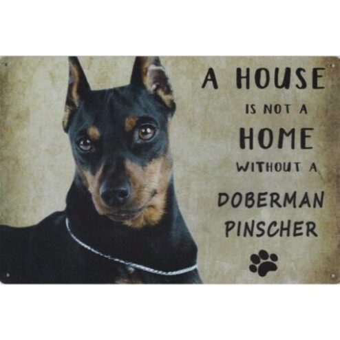 A home Dobermann Pinscher - metalen bord