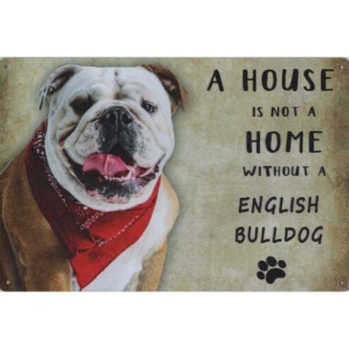 A home English Bulldog Halsdoek - metalen bord