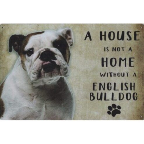 A home English Bulldog - metalen bord