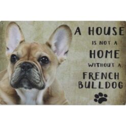 A home French Bulldog - metalen bord