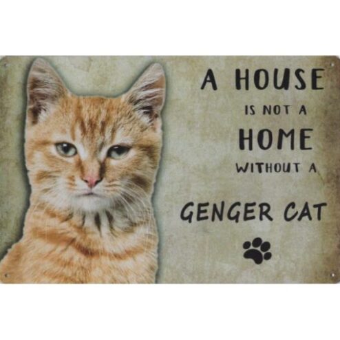 A home Genger Cat - metalen bord