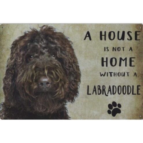 A home Labradoodle - metalen bord