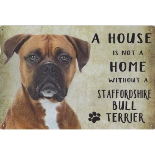 A home Staffordshire Bull Terriër/Boxer - metalen bord