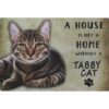 A home Tabby Cat - metalen bord