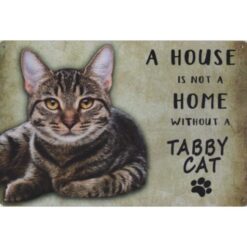 A home Tabby Cat - metalen bord