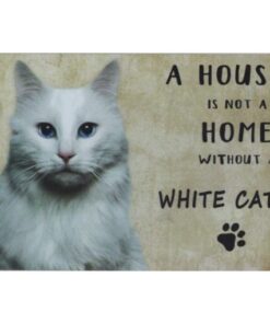 A home White Cats - metalen bord