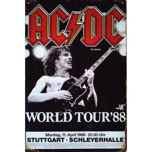 AC/DC World tour 88 - metalen bord