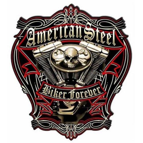 American Steel Biker forever - metalen bord