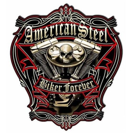 American Steel Biker forever - metalen bord