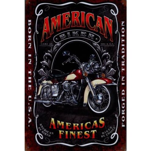 American biker - metalen bord