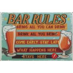 Bar Rules - metalen bord