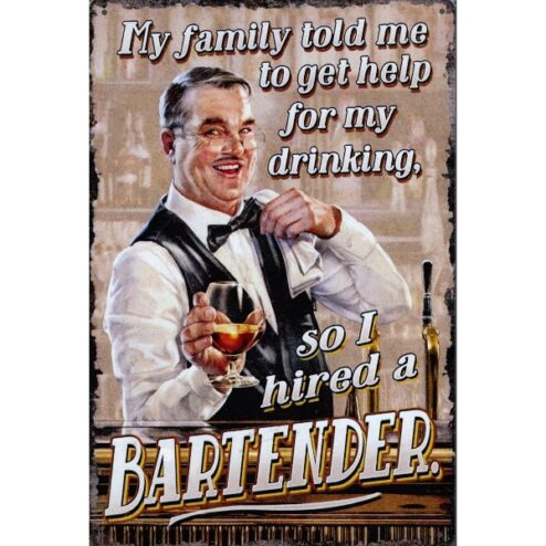 Bartender - metalen bord