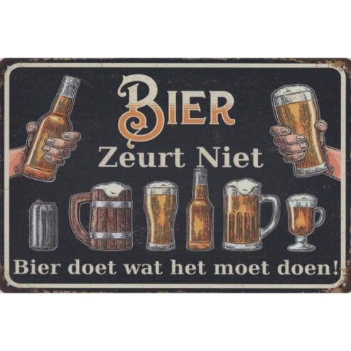 Bier zeurt niet - metalen bord