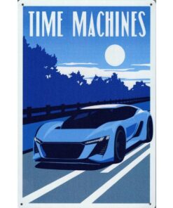 Blue Car Time Machines - metalen bord
