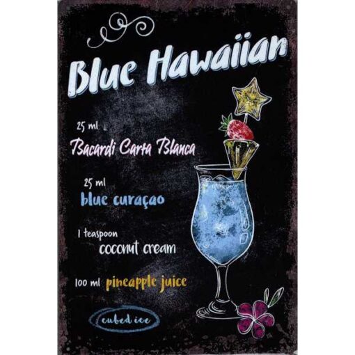 Blue Hawaiian - metalen bord