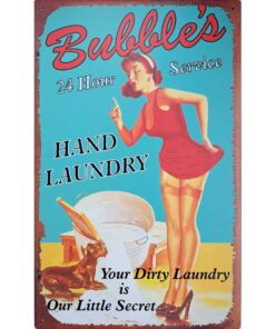 Bubbles Hand Laundry - metalen bord