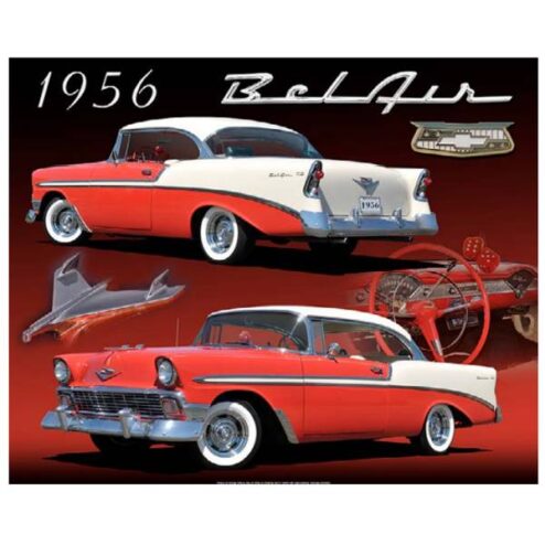 CHEVROLET BEL AIR 1956 red - metalen bord