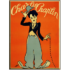Charlie Chaplin oranje - metalen bord