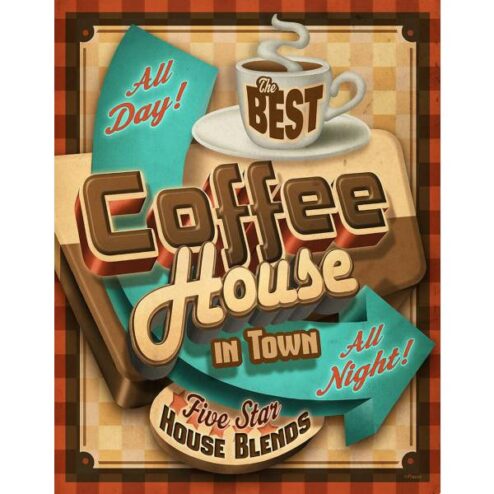 Coffee House - metalen bord