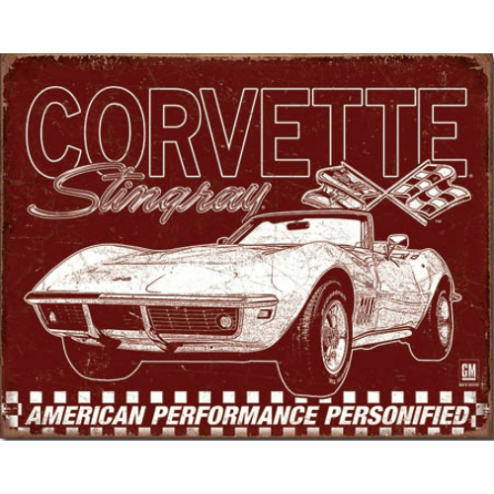 Corvette 69 Stingray - metalen bord