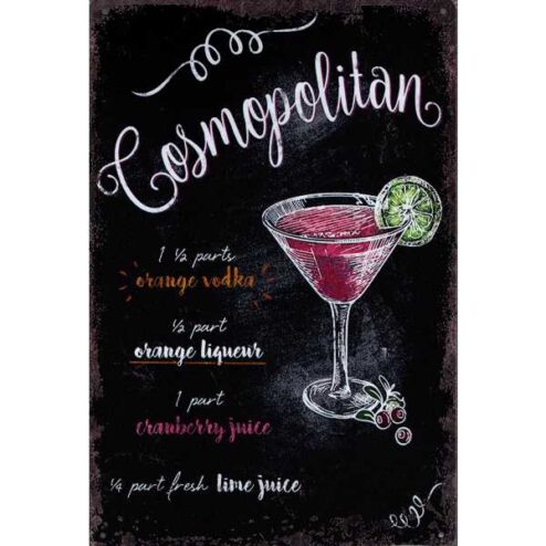 Cosmopolitan - metalen bord