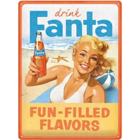 Fanta - Beach girl - metalen bord