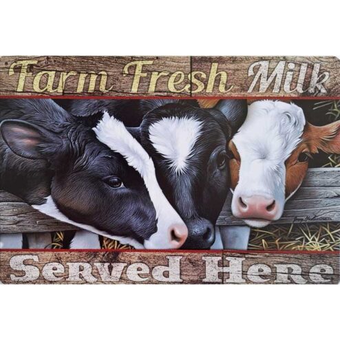 Farm Fresh Milk - metalen bord