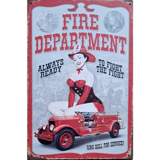 Fire Department - metalen bord
