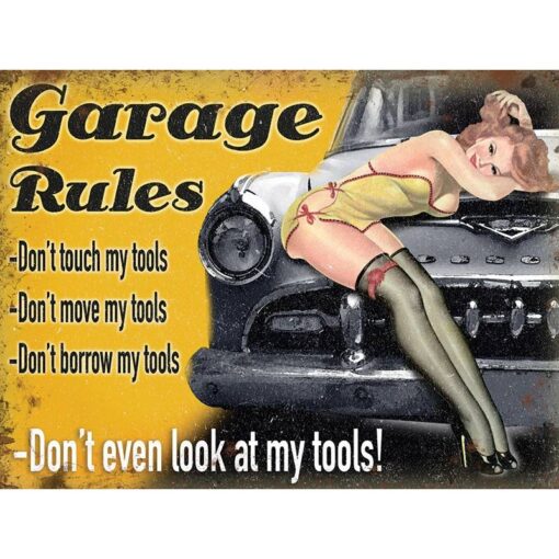 Garage Rules - metalen bord