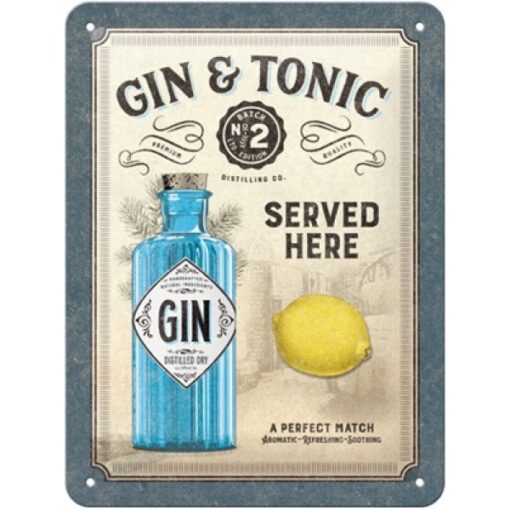 Gin Tonic Served Here - metalen bord