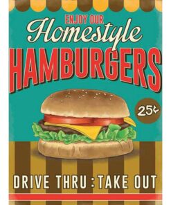 Hamburgers Home Style - metalen bord