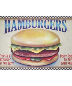Hamburgers - metalen bord
