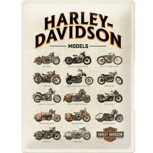 Harley-Davidson Models - metalen bord