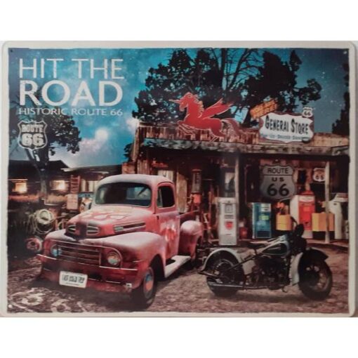Hit the road Route 66 - metalen bord