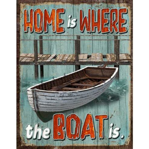 Home is where the boat is - metalen bord