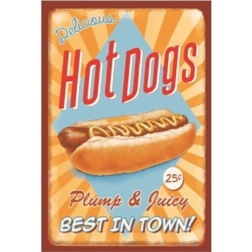 Hot Dogs - metalen bord