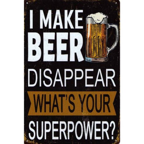 I make beer disappear - metalen bord