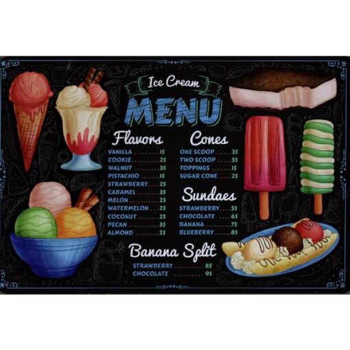 Ice Cream Menu - metalen bord