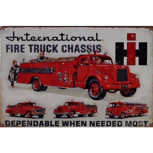 International Fire Truck - metalen bord