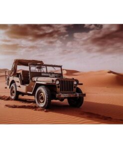 Jeep in de woestijn - metalen bord