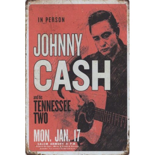 Johnny Cash in person - metalen bord