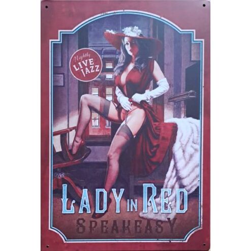 Lady in Red - metalen bord