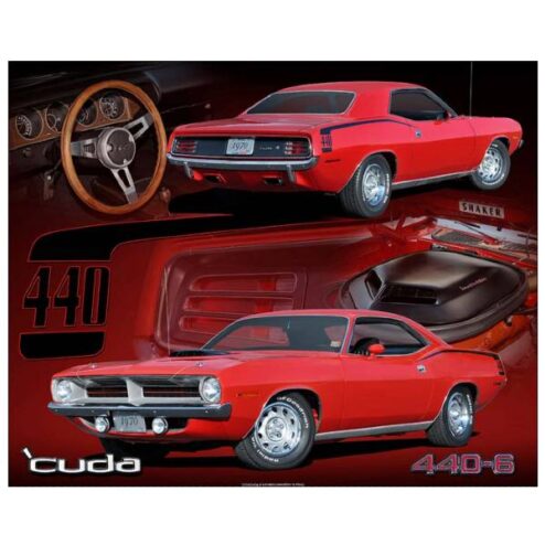 PLYMOUTH CUDA 440-6 1970 - metalen bord