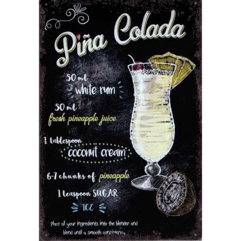 Pina Colada - metalen bord