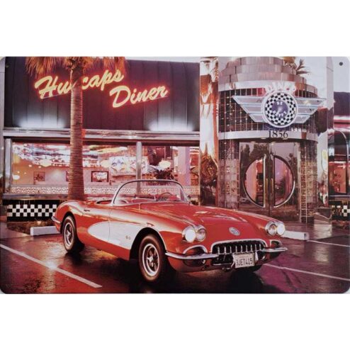 Red Car Diner - metalen bord