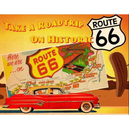 Route 66 road trip - metalen bord