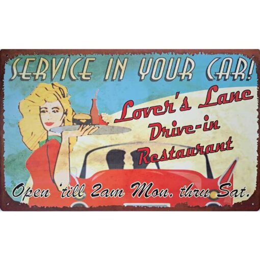 Service in your car - metalen bord