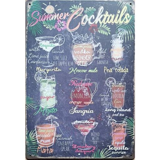 Summer Cocktails - metalen bord